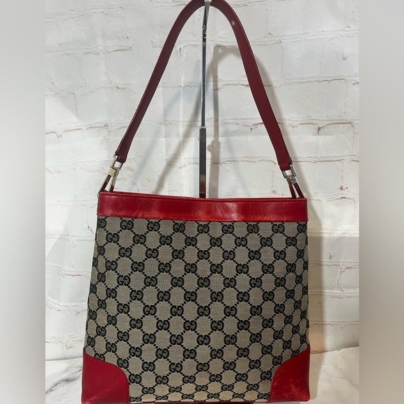 GUC Gucci Red Trim Shoulder Bag with COA - Picture 1 of 12
